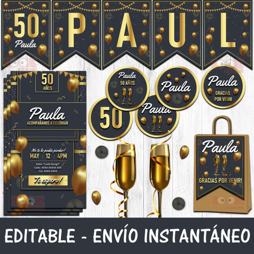 Kit Imprimible Candybar Adulto 40 50 60 Años 100% Editable