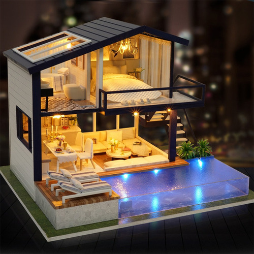 Casa De En Miniatura Con Kit De Muebles Realistas Casa De