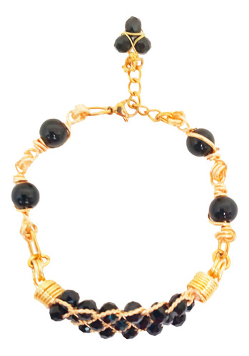 Pulsera En Acero Inoxidable Con Cristales Negros Wb-p-03