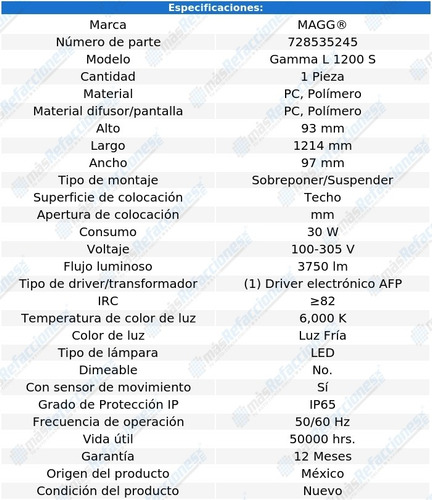 Lámpara De Techo Led 30w 6000k Trans Sensor Movimiento Magg