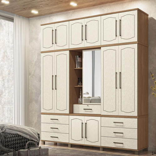 Jogo De Quarto Casah Conjunto Quarto Bege Inclui 4 Peças - Com Cama Clássica Casal E