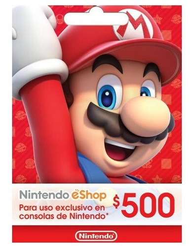 Imagen 1 de 1 de Tarjeta Gif Card Nintendo Eshop 500 Pesos (código)