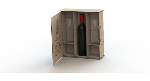 Vector Corte Laser Cnc Caja Para Vinos Y Copas Cdr