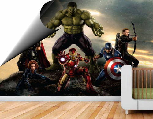 Papel De Parede Adesivo Herois Novos Vingadores Hulk Thor Personalizado 2,80 Largura X 1,60altura 