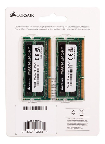 Imagem 6 de 8 de Corsair Macmemory 16gb 2x8gb Ddr3l 1600mhz iMac Macbook