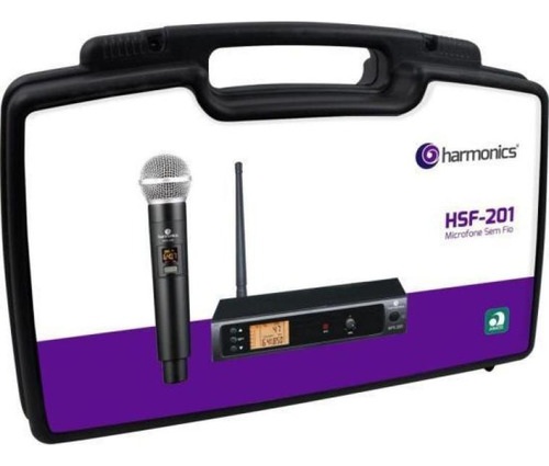 Microfone Sem Fio Uhf Harmonics Hsf200-1 Display Digital