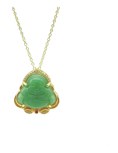 Collar De Buda De La Suerte Con Dije Budista De Jade Verde C