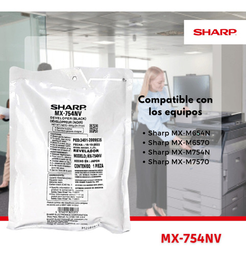 Revelador Sharp Mx754nv Mxm654n Mxm754n Mxm6570 Mxm7570