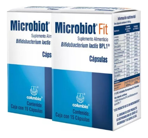Microbiot Fit Bifidobacterium Lactis Bpl1 2 Cajas 15 Cap C/u