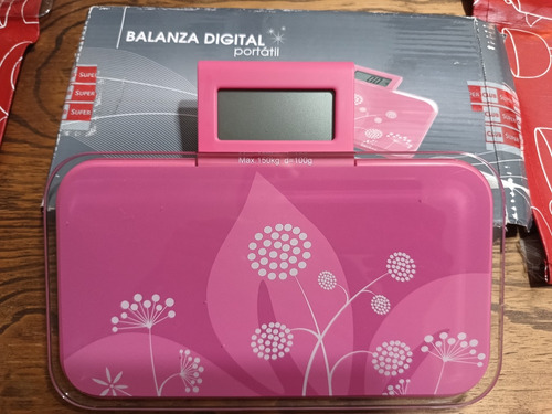 Balanza Digital Portátil Personal Color Rosa Hasta 150 Kg