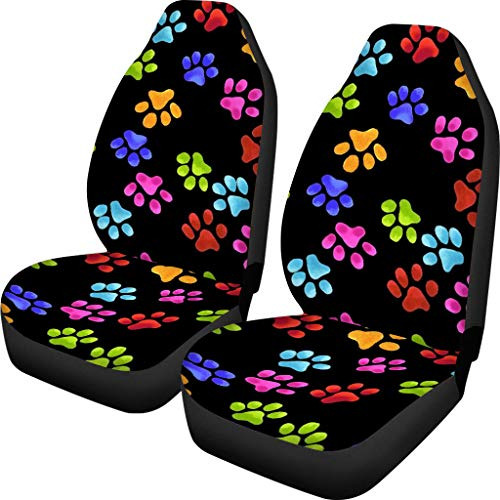 Comprarbai Car Seat Cover Colorful Paw Print Front Seat Cove