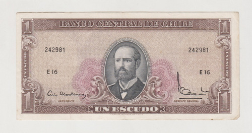 Billete Chile 1 Escudo Mackenna Ibañez Grabado E16 (c85)