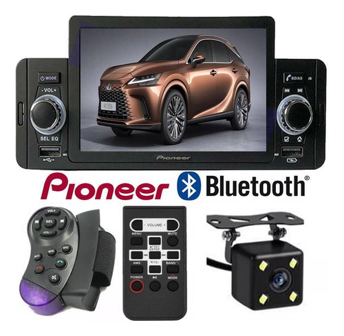 Reproductor Pionner Pantalla 1 Din + Controles + Cámara