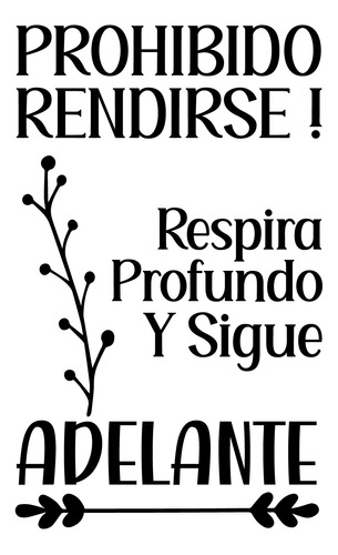 Prohibido Rendirse Frase Motivación Vinilo Decorativo Diseño