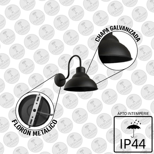 Imagen 4 de 10 de Lampara Aplique Pared Galponero Vintage Bajo Consumo