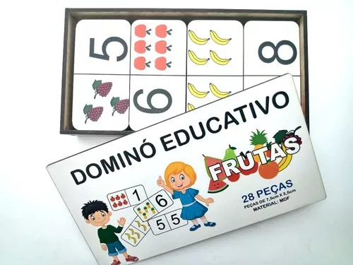 Dominó Jogo Educativo Pedagógico Mdf Tradicional 28pcs Mega Impress - MEGA  IMPRESS - Papelaria, Copos Personalizados, Gráfica Rápida e Muiiito mais