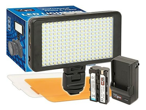 Vidpro Led-230 - Luz De Video Ultrafina Con 2 Difusores  Bat