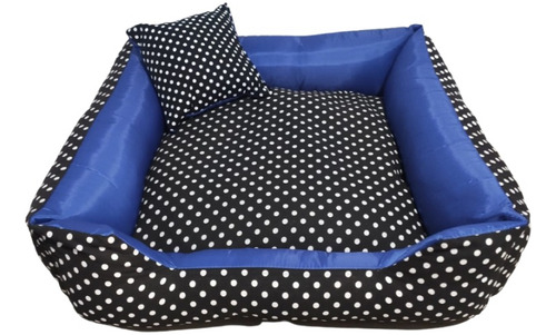 Caminha Para Cães Médio 60x60 + Almofada De Brinde Cor Preto Com Azul