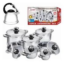 Comprar  Ollas Valeska Acero Quirúrgico Con Tetera Silvadora 16pcs