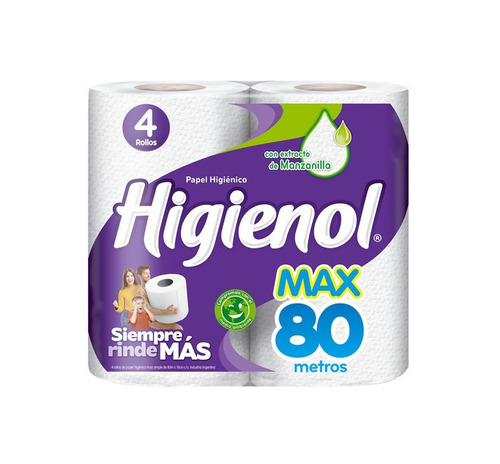 Imagen 1 de 2 de Papel higiénico Higienol MAX simple 80 m de 4 u