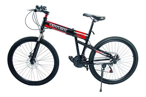 Mountain bike plegable Centurfit MKZ-CFBICPLE R26 21v color negro/rojo con pie de apoyo