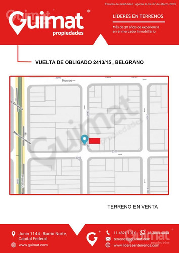 Terreno En Belgrano - Vuelta De Obligado Y Blanco Encalada - Lideres En Terrenos
