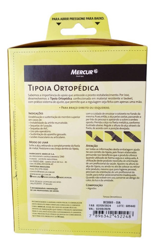 Cabestrillo Ortopédica Bilateral Mercur Com Ajuste Fivela
