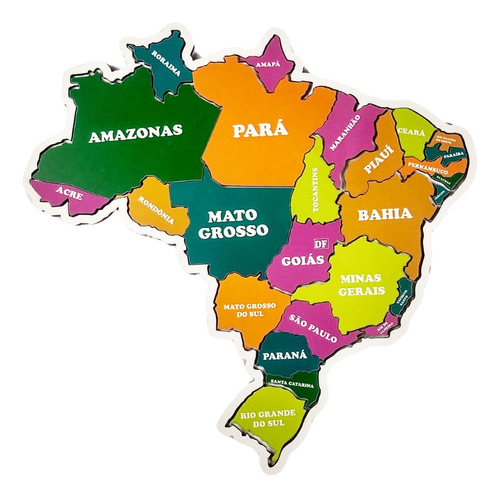 Quebra Cabeça Em Madeira Infantil Do Mapa Do Brasil