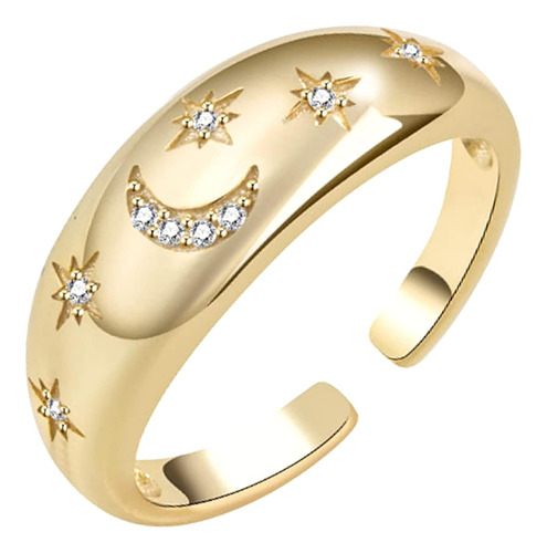 Anillo De Estrella De Luna Plata De 925 Anillos De Luna Cria