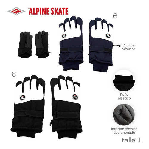 Guantes Alpine Skate Invierno Unisex Acolchado Reforzada