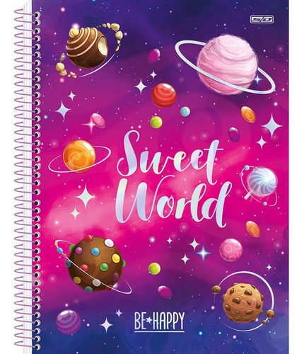 Caderno Universitário Be Happy 160 Folhas São Domingos Cor Sweet World