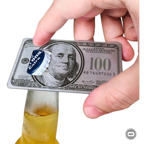 Abridor Cartão Cerveja Garrafa 100 Dollars Gravação A Laser