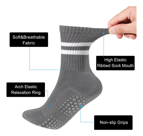 4 Pares Calcetines De Yoga Con Franjas Calceta Unisex