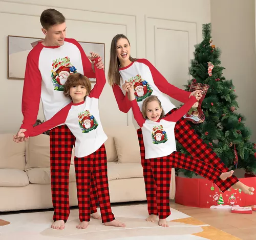 Venda Natal pijama família correspondência de vestuário roupa de conjunto  de mulheres, homens, crianças, crianças romper do bebê do mom pai casais  xadrez de natal pjs cinza > Loja 