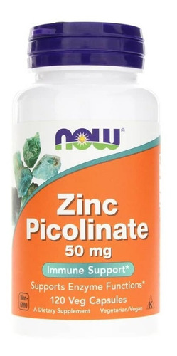 Picolinato De Zinc De Now Foods 50mg 120 Cáps Sistema Inmune