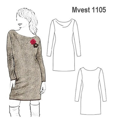 ( Moldes De Ropa)  Vestido Tejido Mujer 1105