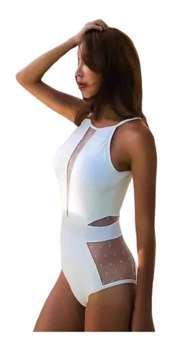 Traje De Baño Blanco Sexy Transparencia Elegante Girlboss