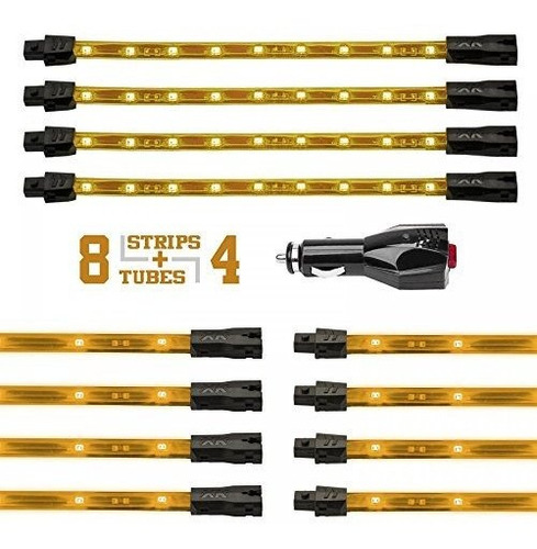 Kits De Luces De Neón - Amber Premium 8pcs 24in  Tubes 4 Fle