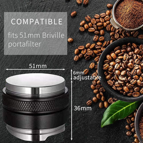 Imagen 5 de 7 de Tamper + Distribuidor De Café Barista 51mm 2 En 1 Acero Inox