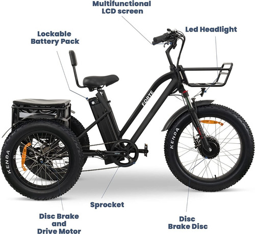 Imagen 4 de 9 de Malisa Electric Trike For Adults 3 Wheel Motorized 750w Bike