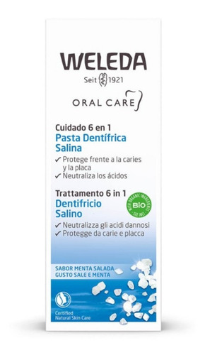 Imagen 3 de 9 de Pasta Dentífrica Weleda Salina Sin Fluor Prev. Sarro Vegano
