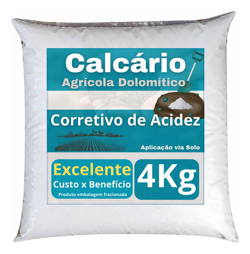 Calcário Dolomítico 4kg Corrige Acidez Solo P/ Plantio