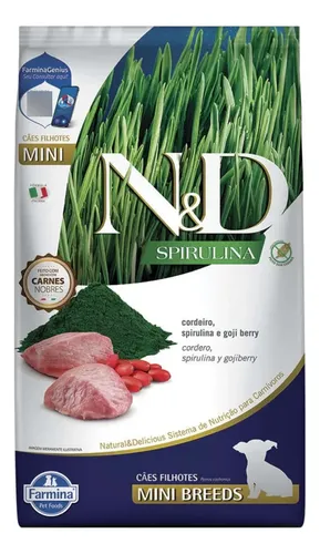Ração Seca N&D Spirulina Filhotes Cães Raças Pequenas Cordeiro 7kg