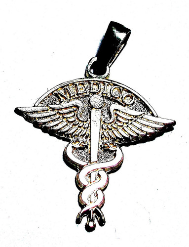 Dije De Caduceo De Mercurio Medico En Plata Fina Ley.925