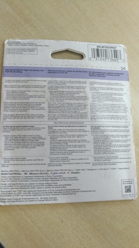 Cartão Sony Memory Styck Pro Duo 4 Gigas