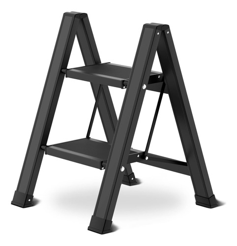 Escalera Plegable De 2 Escalones Con Pedal Ancho Antidesliza