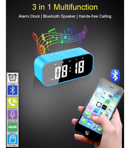 ~? Despertador Digital Afk Con Altavoz Bluetooth, Reloj De E