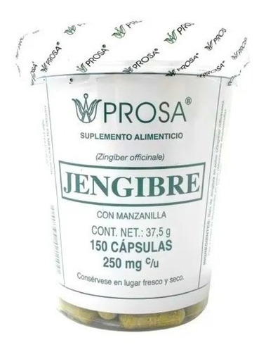 Jengibre C/manzanilla Suplemento Prosa C/150 Cáps. 350mg C/u Sabor Natural