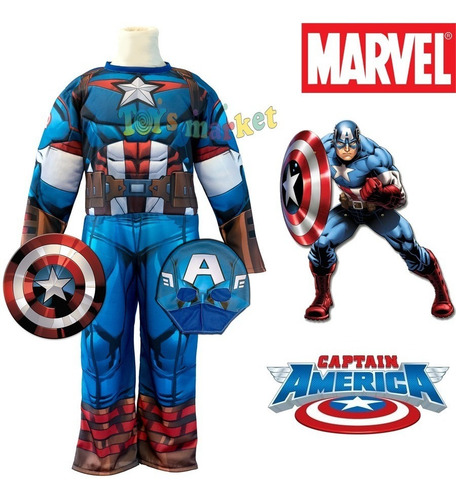 Disfraz De Capitan America Con Musculos De Marvel New Toys