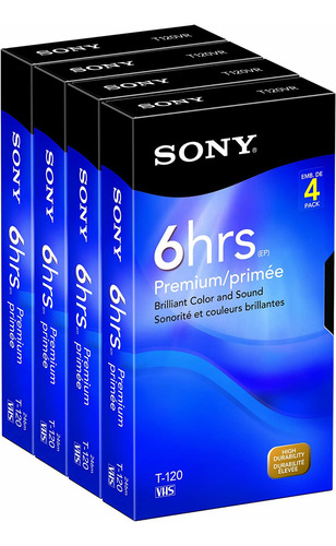 Sony 4t120vrc 4-pack 120-minute Vhs Tapes Discontinued B